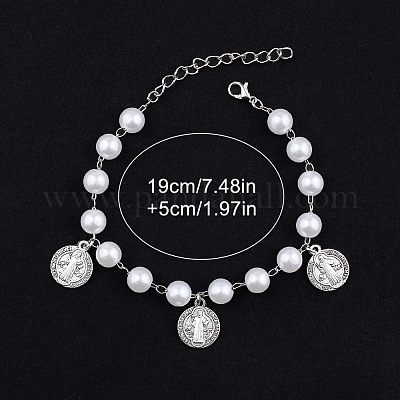 Винтажный плоский круглый браслет из нержавеющей стали с подвесками в виде святого Бенедикта RY1867-1