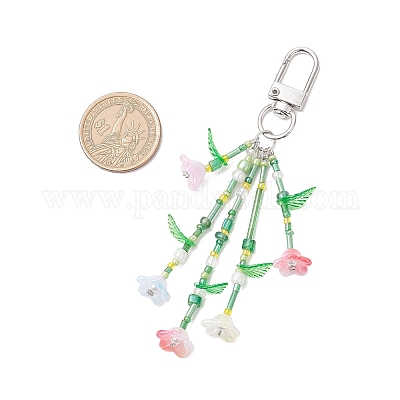 Подвесные украшения из акрила и стекла с цветами HJEW-TA00360-1