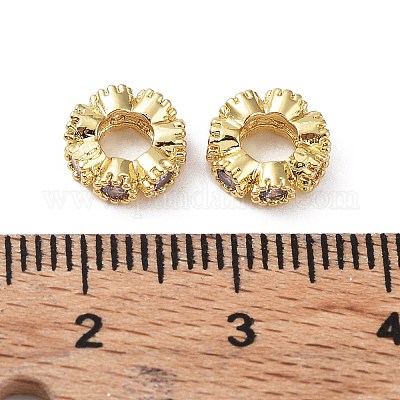 Латунные микро проложить кубического циркония бусы KK-A189-10G-1