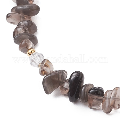 Браслеты на ногу из натурального обсидиана и стеклянных бусин AJEW-AN00682-07-1