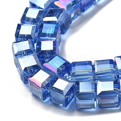 Стеклянные бусины с гальваническим покрытием  EGLA-H108-01A-AB05-1