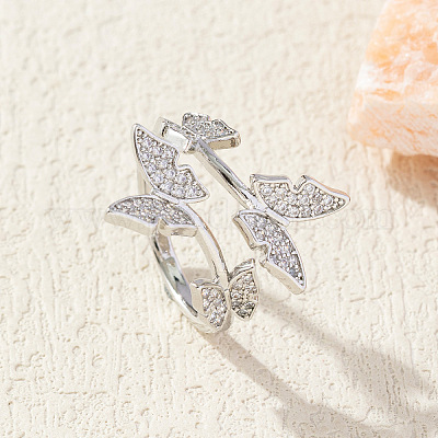 Открытые манжеты из латуни с микропаве и прозрачным цирконием для женщин FS-WG09F50-02-1