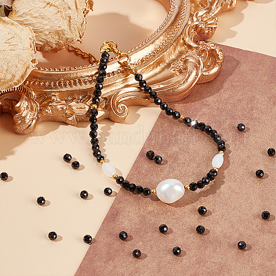 2 нити бусин из натуральной черной шпинели G-OC0005-44-1