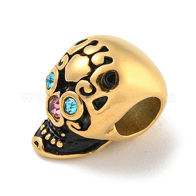 Европейские бусины из нержавеющей стали 304 со стразами STAS-U005-10G-1