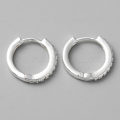 Латунные микро проложить серьги обруча кубического циркония EJEW-WH0010-13C-S-1