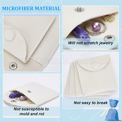 Wholesale NBEADS 24 Pcs Velvet Jewelry Pouches with Snap Button 