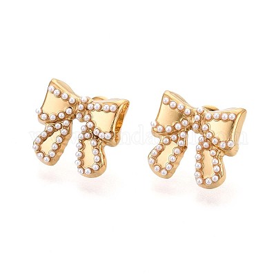 Серьги-гвоздики из АБС-пластика с имитацией жемчуга из нержавеющей стали 304 EJEW-N059-04G-1