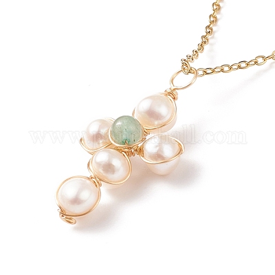 Pendentif Croix En Aventurine Verte – Pierre Naturelle – France Minéraux