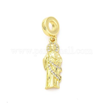 Латунные микро-паве кубические цирконии святые европейские подвески-шармы KK-D325-27G-03-1