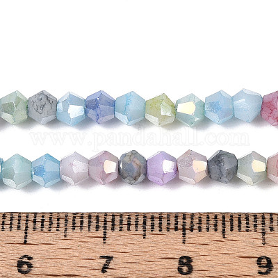 Граненые гальванические непрозрачные стеклянные бусины X-GLAA-T025-4mm-09K-1