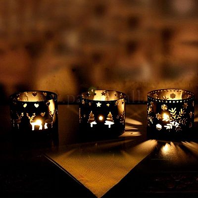 Железный полый подсвечник AJEW-FH0001-14-1