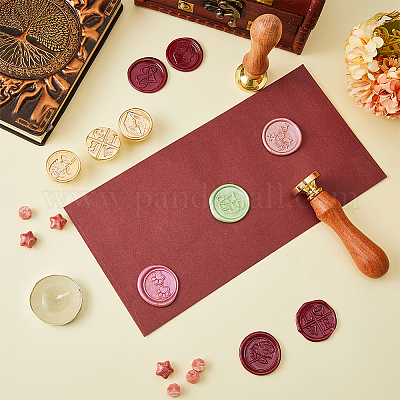 4 шт. 4 стиля тематика День святого Валентина золотистый тон латунная восковая печать штамп головка AJEW-CP0007-49A-05-1