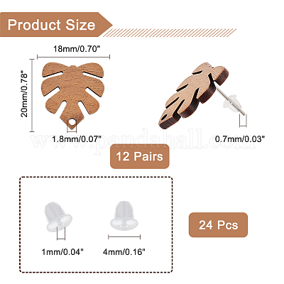 12 пара фурнитуры для серег из орехового дерева FIND-AR0002-75-1