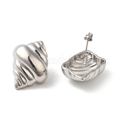 Серьги-гвоздики из латуни с реечным покрытием X-EJEW-Q786-01P-1