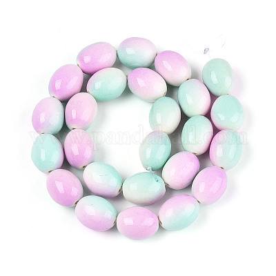 С напылением окрашенные синтетические бирюзовые бусинки TURQ-T004-15D-1