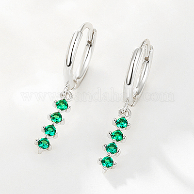 Разноцветные серебряные серьги-кольца s925 с цирконами и фианитами RL0741-12-1