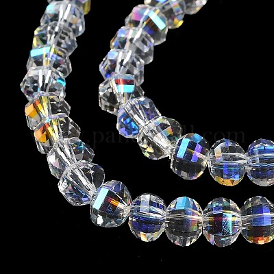 Прозрачные стеклянные бусины гальваническим пряди GLAA-Q099-H01-09-1