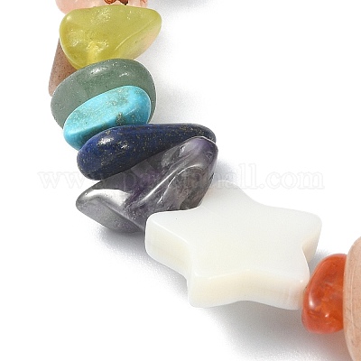 Браслет из натуральных смешанных драгоценных камней и ракушек BJEW-TA00429-1