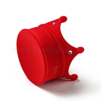 Флокированные пластиковые коробочки для колец с короной CON-B008-01B-1