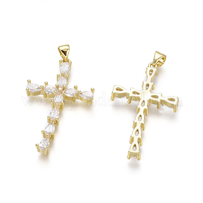 Латунные микропаве прозрачные подвески с фианитом ZIRC-G152-26G-1