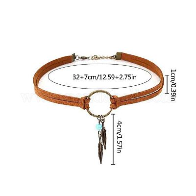 Комплекты из колье-чокера и серег-подвесок из плетеного сплава FS-WG5BA14-01-1