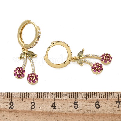 Латунные кубических серьги циркония обруч EJEW-R016-16G-1