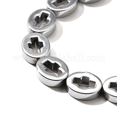 Гальванические нити из синтетических немагнитных гематитовых бусин G-L613-Z01-02G-1