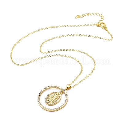 Латунные микропаве прозрачные кубические цирконии кольца подвески ожерелья NJEW-P322-A03-G-1