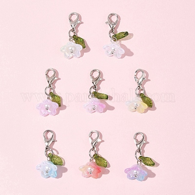 8 шт. 8-х цветные акриловые подвесные украшения-цветы HJEW-FS00034-03-1