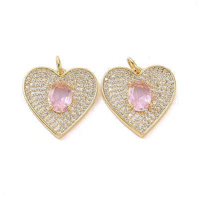 Сердце латунные микро проложить кубического циркония подвески KK-G435-02G-06-1