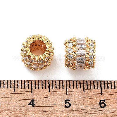 Колонна латунные микропаве прозрачные кубические циркониевые бусины KK-S394-02A-1