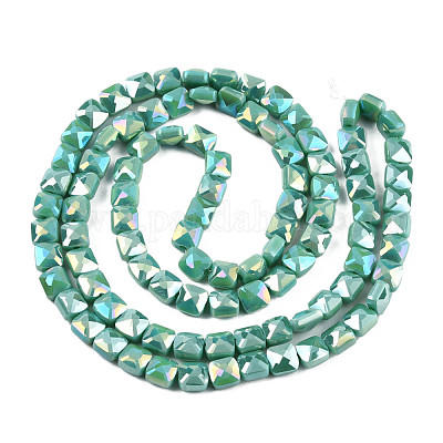 Гальванизировать непрозрачные сплошной цвет стеклянные бусы пряди EGLA-N002-43-05-1