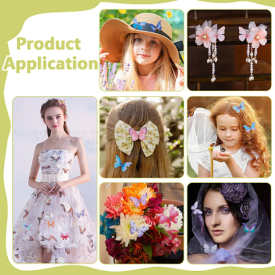 100 шт. 3D-наклейки для глаз из органзы в виде бабочки&nbsp;MRMJ-ME0001-06-1