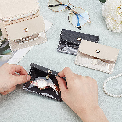 Портативные коробки для хранения ювелирных изделий из искусственной кожи на молнии с 4 вставным мешком&nbsp;CON-WH0202-001B-1