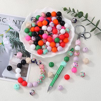 89шт набор силиконовых бусин с рисунком SIL-SZ0002-55-1