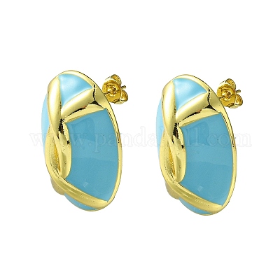 Овальные серьги-гвоздики из латуни EJEW-C072-02G-1