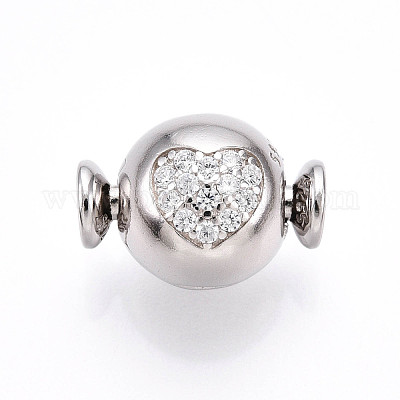 925 серебряная микро-паве прозрачные кубические цирконии европейские застежки STER-T007-140P-1