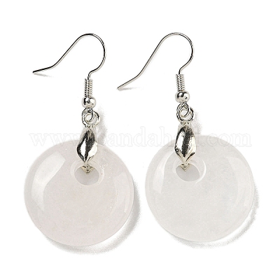 Плоские круглые серьги-подвески из латуни с покрытием для женщин EJEW-B064-01P-04-1