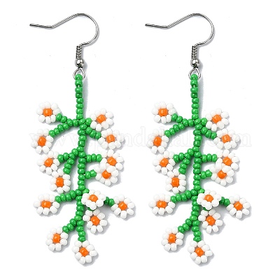 Серьги с подвесками из семян ручной работы EJEW-MZ00229-02-1