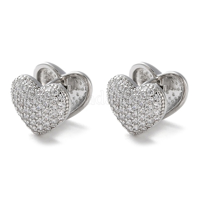 Латунные серьги-кольца из прозрачного кубического циркония EJEW-C121-17P-1