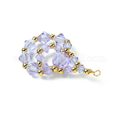 Имитация австрийских хрустальных бусин с экологически чистой медной проволокой и подвесками из латунных бусин PALLOY-JF03285-06-1