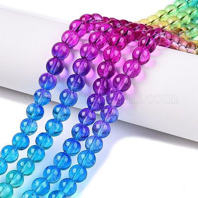 Выпечка расписные прозрачные стеклянные бусины X-DGLA-M001-8mm-04-1