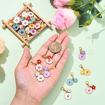 40шт 5 цвета сплава эмали кулон украшения&nbsp;HJEW-YW00159-1