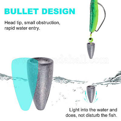 Bullet Weights Sinker, Fishing Weights Sinkers, for Fishing, Platinum,  11~25x6~13mm, Hole: 0.8~2mm; 47pcs/box 