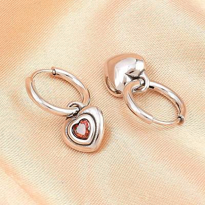 Серьги-кольца в форме сердца из хирургической нержавеющей стали 316 EJEW-C160-16-1