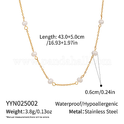Минималистичные ожерелья из нержавеющей стали 304 с натуральным пресноводным жемчугом и цепочкой из картофеля для женщин YO8542-1-1