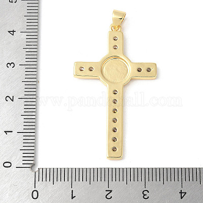 Латунные микро проложить кубического циркония крест подвески ZIRC-I071-04G-01-1