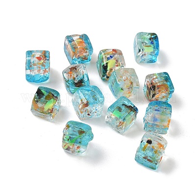 Запеченные бусины ручной работы из золотистого песка с росписью LAMP-P072-01A-04-1