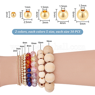300 шт. 2 цвета 5 размера латунные бусины для плакирования KK-PH0006-43-1
