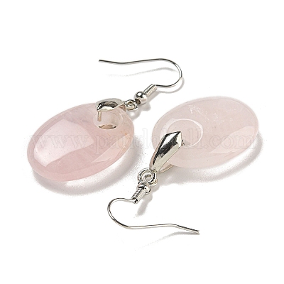 Серьги-подвески из латуни с овальным покрытием EJEW-B064-03P-01-1